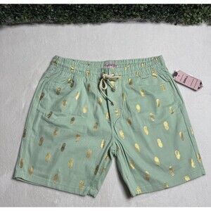 Mens XL Drill Clothing Co. Gold Pineapple Print  Shorts Mint NWT